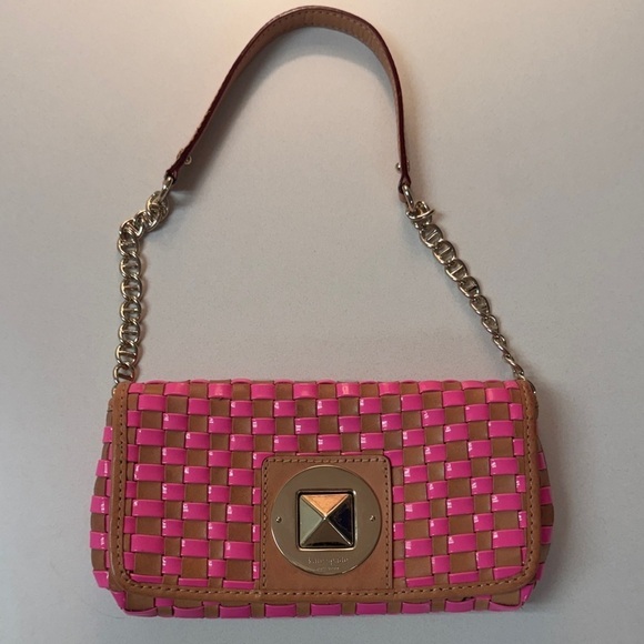 kate spade Handbags - Kate Spade Pink and Tan Woven Clutch